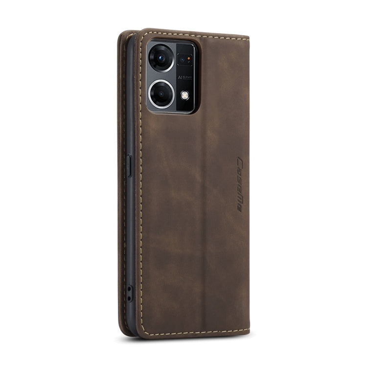 For OPPO Reno7 4G Indonesia/F21 Pro 4G/Reno8 4G CaseMe 013 Multifunctional Horizontal Flip Leather Phone Case(Coffee) by CaseMe