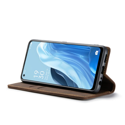 For OPPO Reno7 4G Indonesia/F21 Pro 4G/Reno8 4G CaseMe 013 Multifunctional Horizontal Flip Leather Phone Case(Coffee) by CaseMe