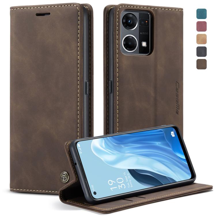 For OPPO Reno7 4G Indonesia/F21 Pro 4G/Reno8 4G CaseMe 013 Multifunctional Horizontal Flip Leather Phone Case(Coffee) by CaseMe