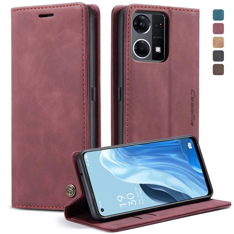 For OPPO Reno7 4G Indonesia/F21 Pro 4G/Reno8 4G CaseMe 013 Multifunctional Horizontal Flip Leather Phone Case(Wine Red) by CaseMe