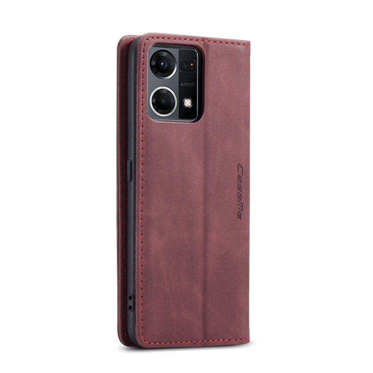 For OPPO Reno7 4G Indonesia/F21 Pro 4G/Reno8 4G CaseMe 013 Multifunctional Horizontal Flip Leather Phone Case(Wine Red) by CaseMe