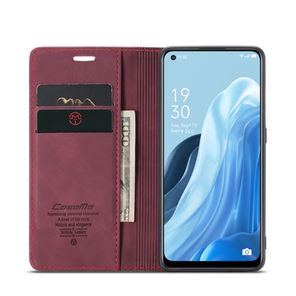For OPPO Reno7 4G Indonesia/F21 Pro 4G/Reno8 4G CaseMe 013 Multifunctional Horizontal Flip Leather Phone Case(Wine Red) by CaseMe