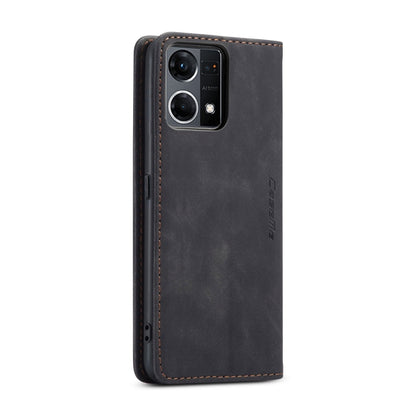 For OPPO Reno7 4G Indonesia/F21 Pro 4G/Reno8 4G CaseMe 013 Multifunctional Horizontal Flip Leather Phone Case(Black) by CaseMe