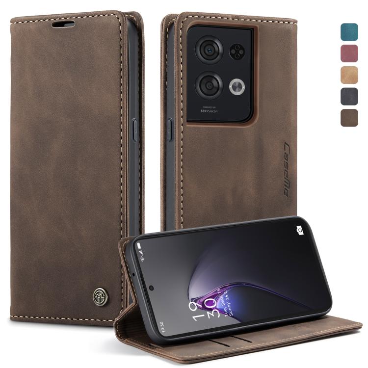 For OPPO Reno8 Pro 5G Global CaseMe 013 Multifunctional Horizontal Flip Leather Phone Case(Coffee) by CaseMe