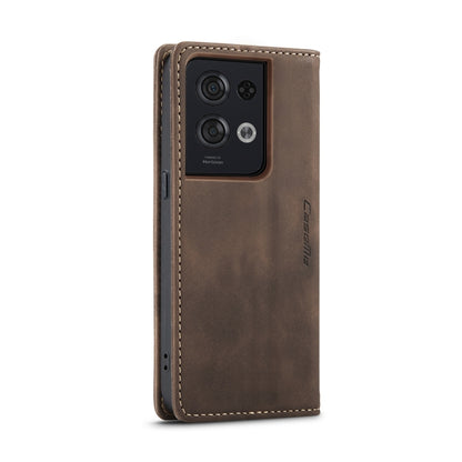 For OPPO Reno8 Pro 5G Global CaseMe 013 Multifunctional Horizontal Flip Leather Phone Case(Coffee) by CaseMe
