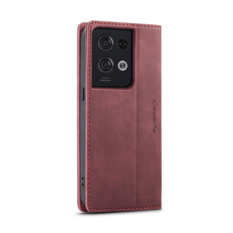 For OPPO Reno8 Pro 5G Global CaseMe 013 Multifunctional Horizontal Flip Leather Phone Case(Wine Red) by CaseMe