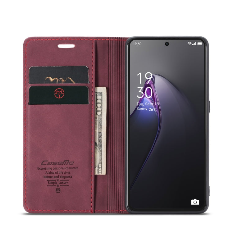 For OPPO Reno8 Pro 5G Global CaseMe 013 Multifunctional Horizontal Flip Leather Phone Case(Wine Red) by CaseMe