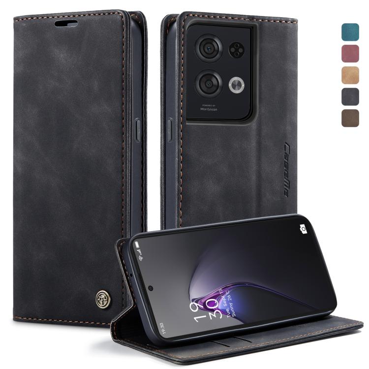 For OPPO Reno8 Pro 5G Global CaseMe 013 Multifunctional Horizontal Flip Leather Phone Case(Black) by CaseMe