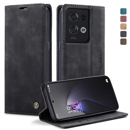 For OPPO Reno8 Pro 5G Global CaseMe 013 Multifunctional Horizontal Flip Leather Phone Case(Black) by CaseMe