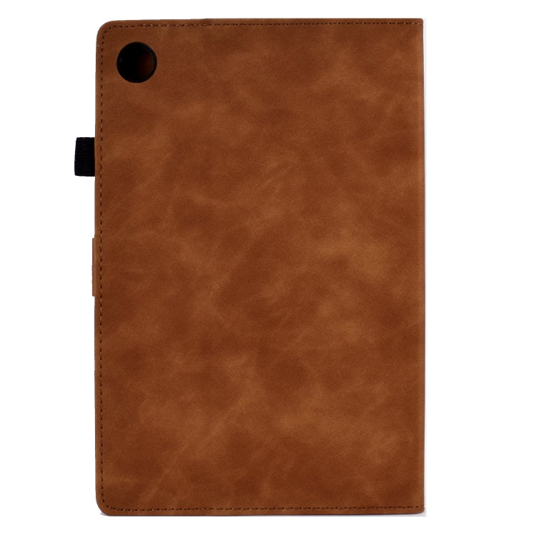 For Samsung Galaxy Tab A8 10.5 2021 X205 Tower Embossed Leather Smart Tablet Case(Brown) by buy2fix