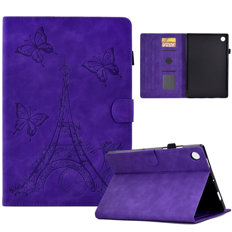 For Samsung Galaxy Tab A8 10.5 2021 X205 Tower Embossed Leather Smart Tablet Case(Purple) by buy2fix