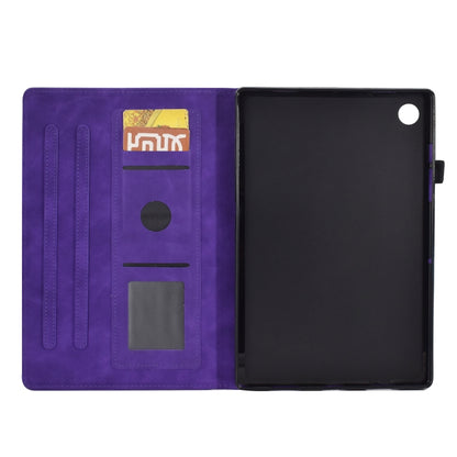For Samsung Galaxy Tab A8 10.5 2021 X205 Tower Embossed Leather Smart Tablet Case(Purple) by buy2fix