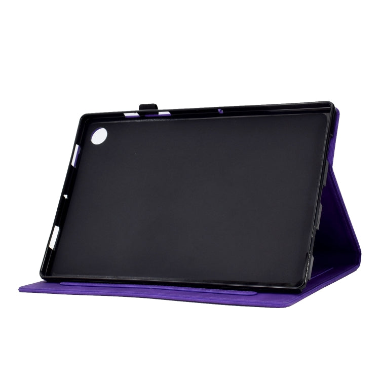 For Samsung Galaxy Tab A8 10.5 2021 X205 Tower Embossed Leather Smart Tablet Case(Purple) by buy2fix