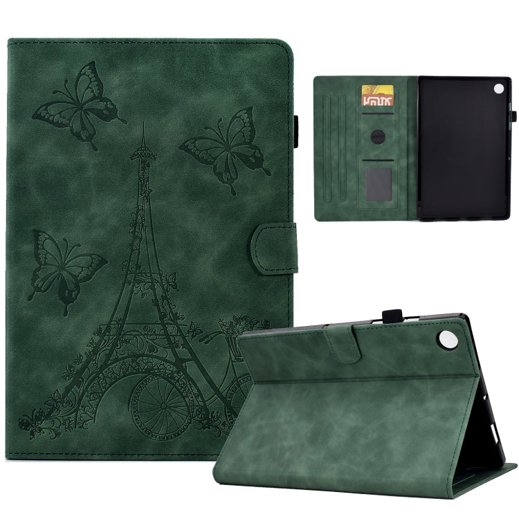For Samsung Galaxy Tab A8 10.5 2021 X205 Tower Embossed Leather Smart Tablet Case(Green) by buy2fix