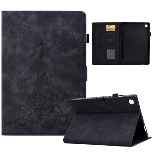 For Samsung Galaxy Tab A8 10.5 2021 X205 Tower Embossed Leather Smart Tablet Case(Black) by buy2fix