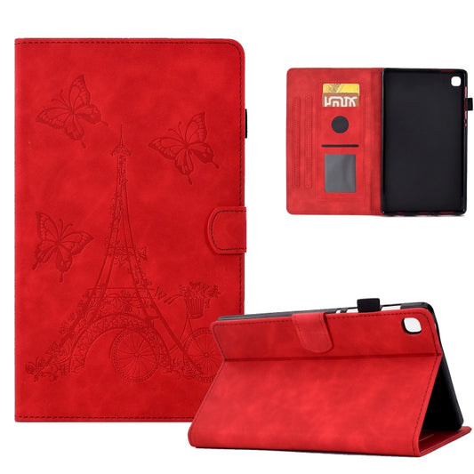 For Samsung Galaxy Tab S6 Lite P610 Tower Embossed Leather Smart Tablet Case(Red) by buy2fix