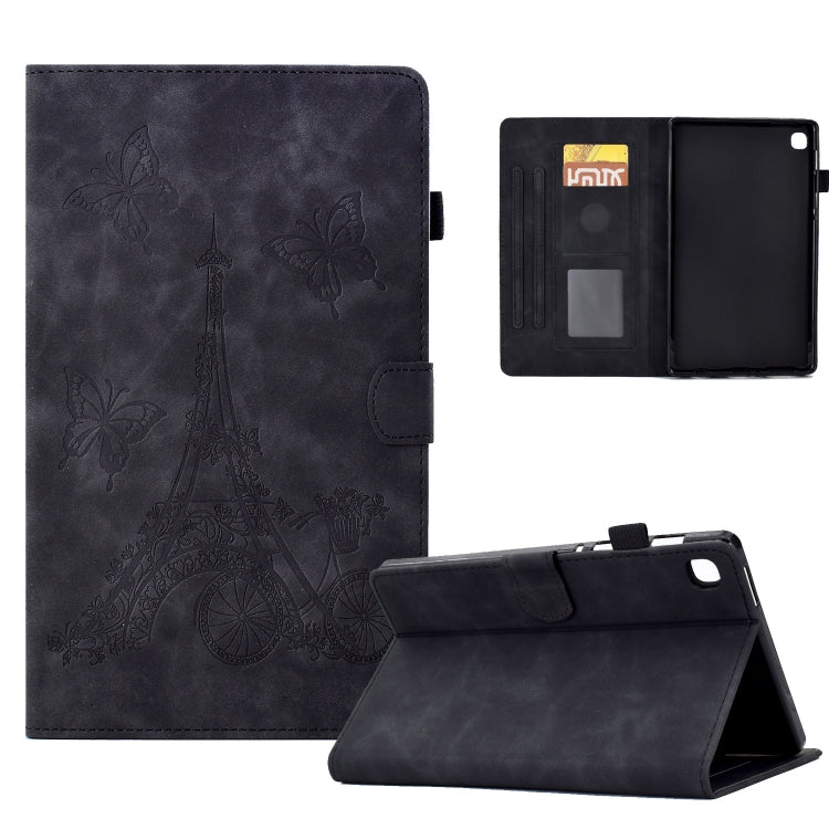 For Samsung Galaxy Tab S6 Lite P610 Tower Embossed Leather Smart Tablet Case(Black) by buy2fix