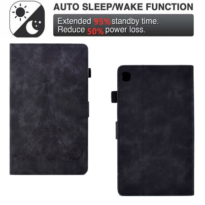For Samsung Galaxy Tab S6 Lite P610 Tower Embossed Leather Smart Tablet Case(Black) by buy2fix