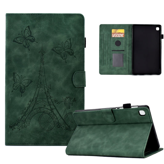 For Samsung Galaxy Tab A7 10.4 2020 T500 Tower Embossed Leather Smart Tablet Case(Green) by buy2fix