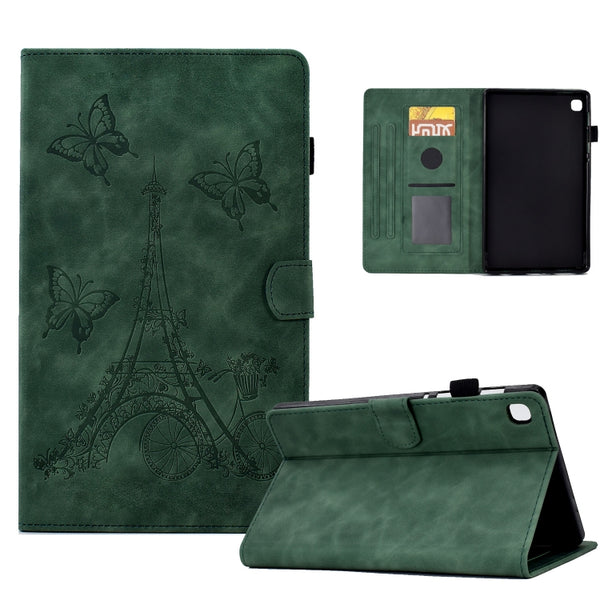 For Samsung Galaxy Tab A7 10.4 2020 T500 Tower Embossed Leather Smart Tablet Case(Green) by buy2fix