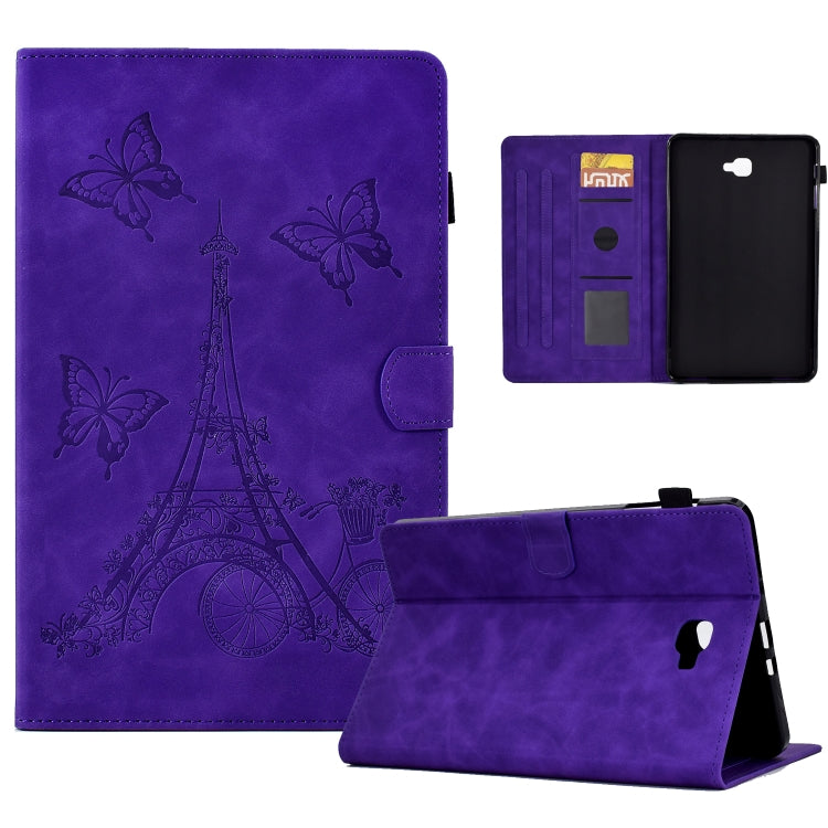 For Samsung Galaxy Tab A 10.1 2016 T580 Tower Embossed Leather Smart Tablet Case(Purple) by buy2fix