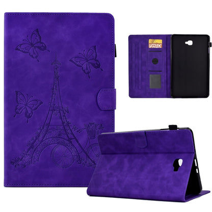 For Samsung Galaxy Tab A 10.1 2016 T580 Tower Embossed Leather Smart Tablet Case(Purple) by buy2fix