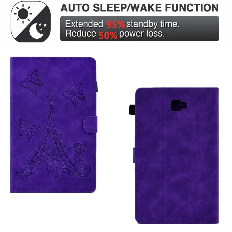For Samsung Galaxy Tab A 10.1 2016 T580 Tower Embossed Leather Smart Tablet Case(Purple) by buy2fix