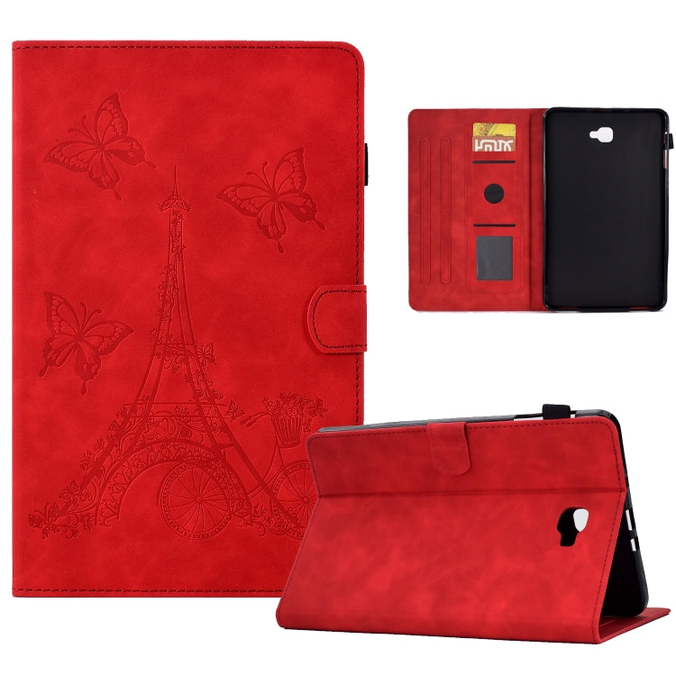 For Samsung Galaxy Tab A 10.1 2016 T580 Tower Embossed Leather Smart Tablet Case(Red) by buy2fix