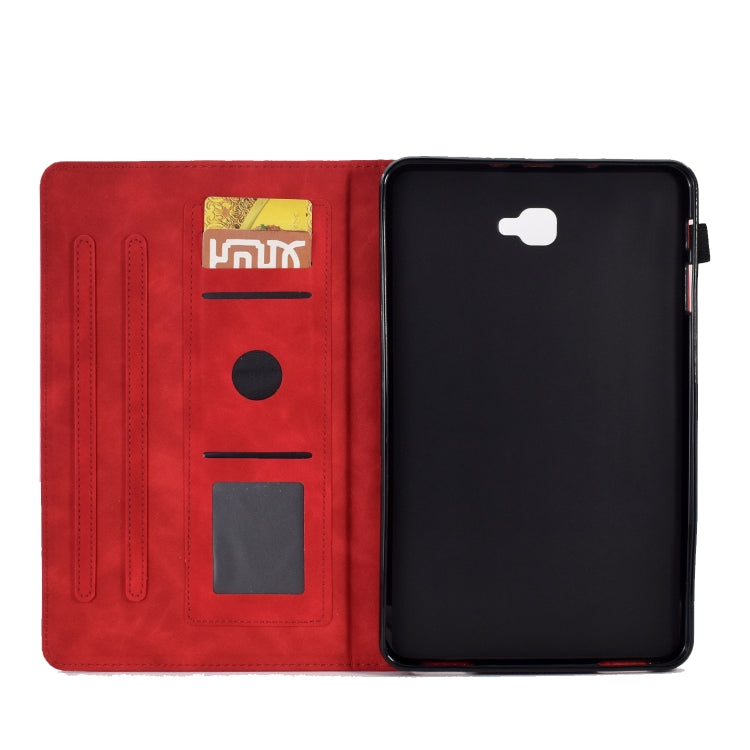 For Samsung Galaxy Tab A 10.1 2016 T580 Tower Embossed Leather Smart Tablet Case(Red) by buy2fix