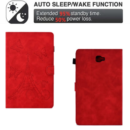 For Samsung Galaxy Tab A 10.1 2016 T580 Tower Embossed Leather Smart Tablet Case(Red) by buy2fix