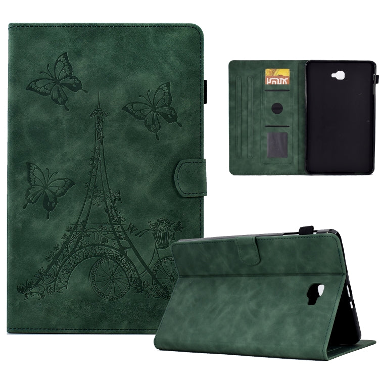 For Samsung Galaxy Tab A 10.1 2016 T580 Tower Embossed Leather Smart Tablet Case(Green) by buy2fix