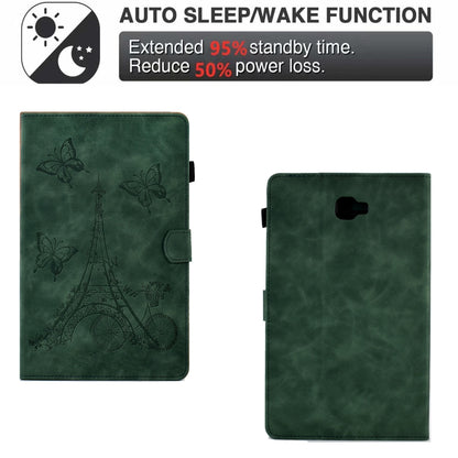 For Samsung Galaxy Tab A 10.1 2016 T580 Tower Embossed Leather Smart Tablet Case(Green) by buy2fix