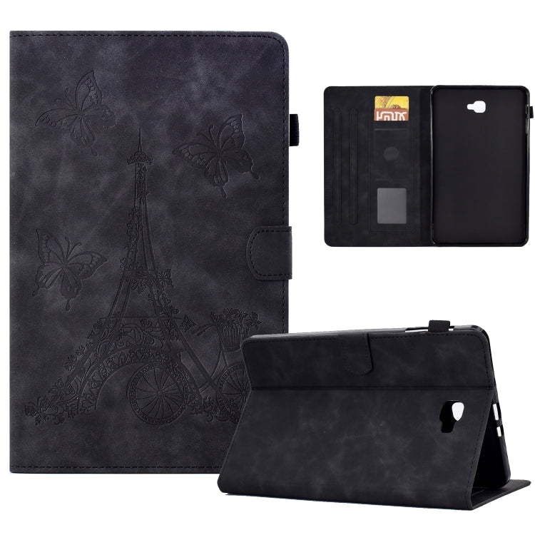 For Samsung Galaxy Tab A 10.1 2016 T580 Tower Embossed Leather Smart Tablet Case(Black) by buy2fix