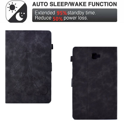 For Samsung Galaxy Tab A 10.1 2016 T580 Tower Embossed Leather Smart Tablet Case(Black) by buy2fix