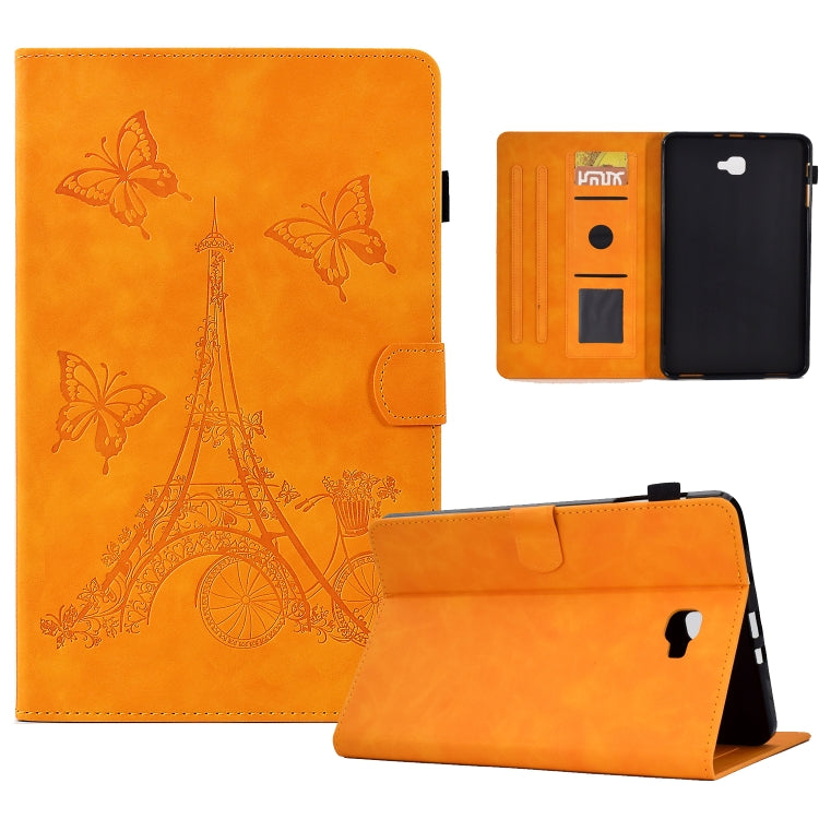 For Samsung Galaxy Tab A 10.1 2016 T580 Tower Embossed Leather Smart Tablet Case(Khaki) by buy2fix