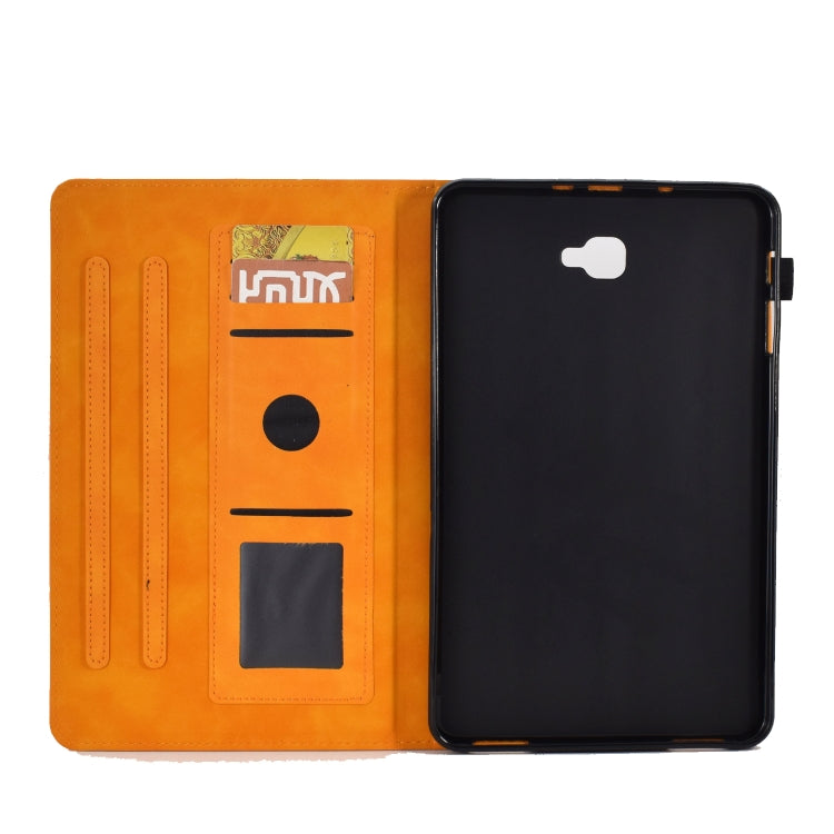 For Samsung Galaxy Tab A 10.1 2016 T580 Tower Embossed Leather Smart Tablet Case(Khaki) by buy2fix