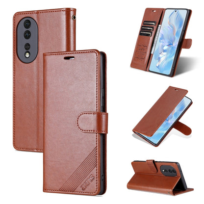 For Honor 80 AZNS Sheepskin Texture Flip Leather Phone Case(Brown) - Honor Cases by AZNS | Online Shopping UK | buy2fix