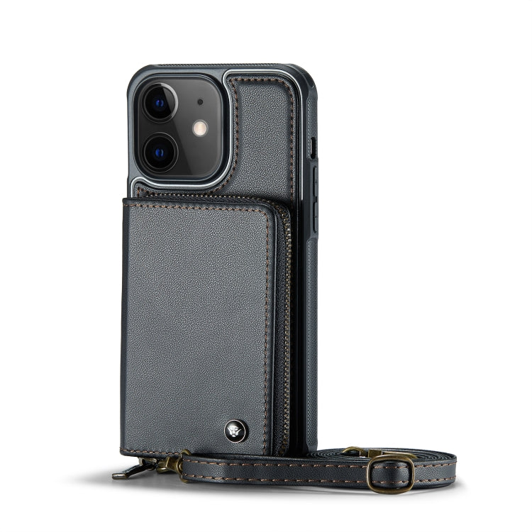 For iPhone 11 JEEHOOD C22 Series Zipper Wallet Leather Phone Case with Dual Lanyard(Black) - iPhone 11 Cases by JEEHOOD | Online Shopping UK | buy2fix