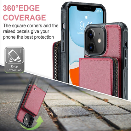 For iPhone 11 JEEHOOD C22 Series Zipper Wallet Leather Phone Case with Dual Lanyard(Red) - iPhone 11 Cases by JEEHOOD | Online Shopping UK | buy2fix