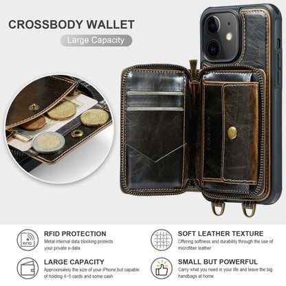 For iPhone 11 JEEHOOD C22 Series Zipper Wallet Leather Phone Case with Dual Lanyard(Coffee) - iPhone 11 Cases by JEEHOOD | Online Shopping UK | buy2fix