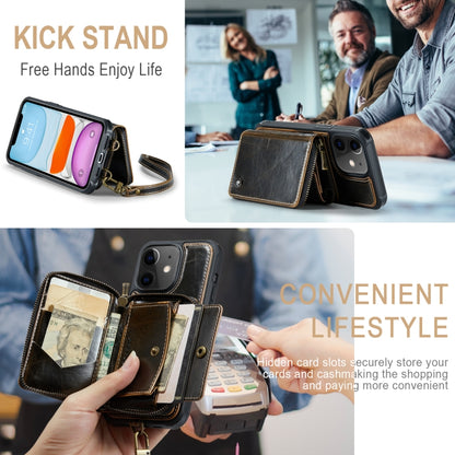 For iPhone 11 JEEHOOD C22 Series Zipper Wallet Leather Phone Case with Dual Lanyard(Coffee) - iPhone 11 Cases by JEEHOOD | Online Shopping UK | buy2fix