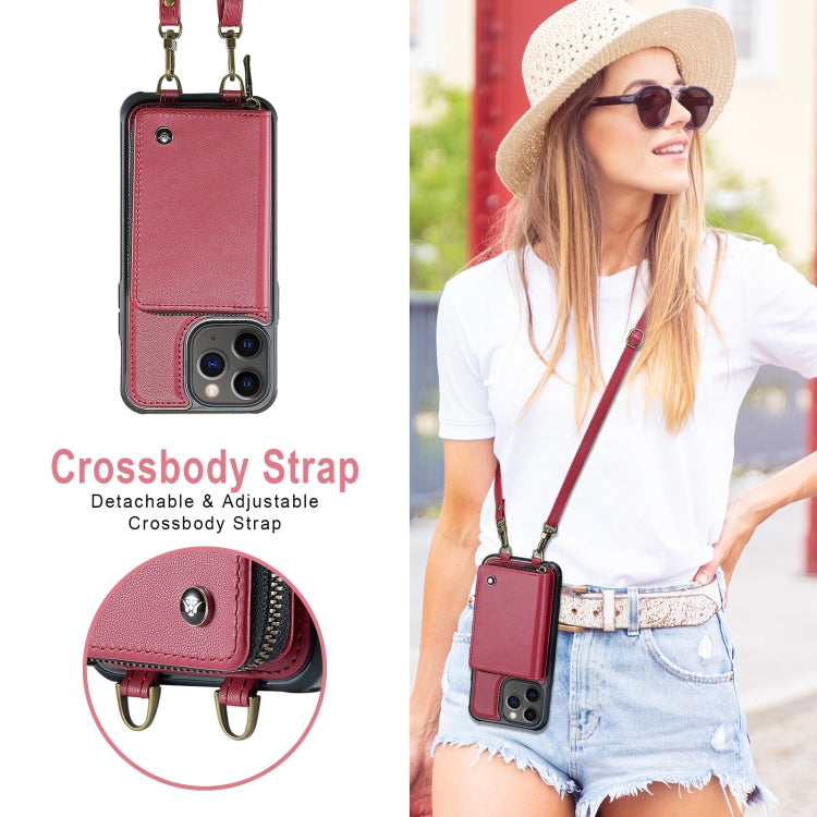 For iPhone 11 Pro JEEHOOD C22 Series Zipper Wallet Leather Phone Case with Dual Lanyard(Red) - iPhone 11 Pro Cases by JEEHOOD | Online Shopping UK | buy2fix