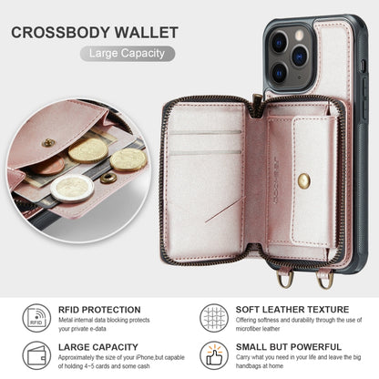 For iPhone 11 Pro JEEHOOD C22 Series Zipper Wallet Leather Phone Case with Dual Lanyard(Rose Gold) - iPhone 11 Pro Cases by JEEHOOD | Online Shopping UK | buy2fix