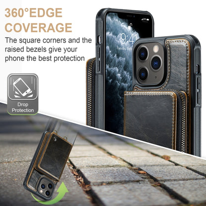 For iPhone 11 Pro JEEHOOD C22 Series Zipper Wallet Leather Phone Case with Dual Lanyard(Coffee) - iPhone 11 Pro Cases by JEEHOOD | Online Shopping UK | buy2fix