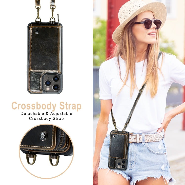 For iPhone 11 Pro Max JEEHOOD C22 Series Zipper Wallet Leather Phone Case with Dual Lanyard(Coffee) - iPhone 11 Pro Max Cases by JEEHOOD | Online Shopping UK | buy2fix