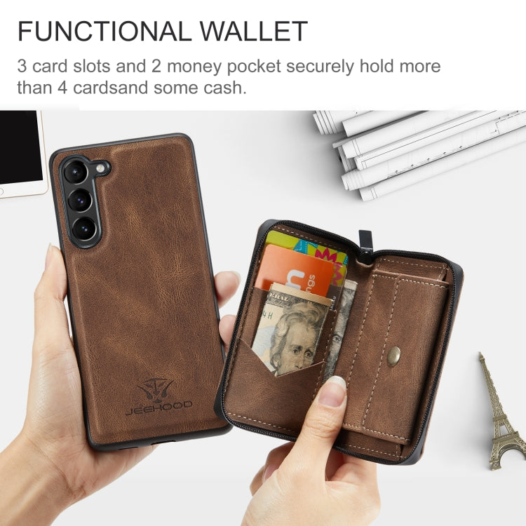 For Samsung Galaxy S23 5G JEEHOOD Magnetic Zipper Wallet Leather Phone Case(Brown) - Galaxy S23 5G Cases by JEEHOOD | Online Shopping UK | buy2fix