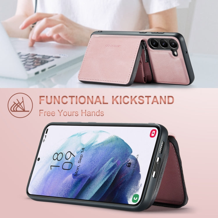 For Samsung Galaxy S23 5G JEEHOOD Magnetic Zipper Wallet Leather Phone Case(Pink) - Galaxy S23 5G Cases by JEEHOOD | Online Shopping UK | buy2fix