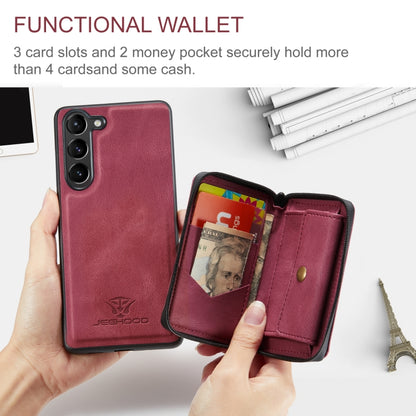 For Samsung Galaxy S23+ 5G JEEHOOD Magnetic Zipper Wallet Leather Phone Case(Red) - Galaxy S23+ 5G Cases by JEEHOOD | Online Shopping UK | buy2fix