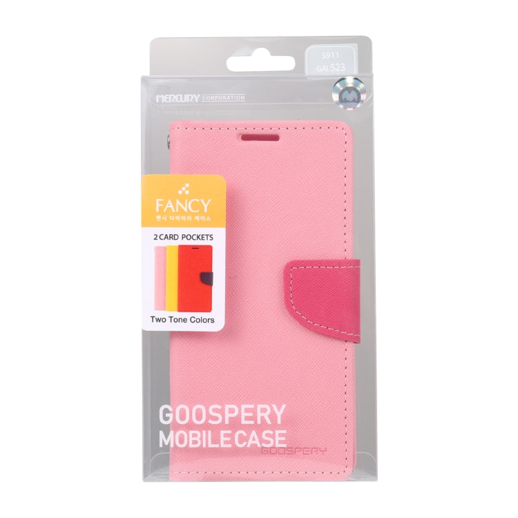 For Samsung Galaxy S23 5G GOOSPERY FANCY DIARY Cross Texture Leather Phone Case(Pink) - Galaxy S23 5G Cases by GOOSPERY | Online Shopping UK | buy2fix