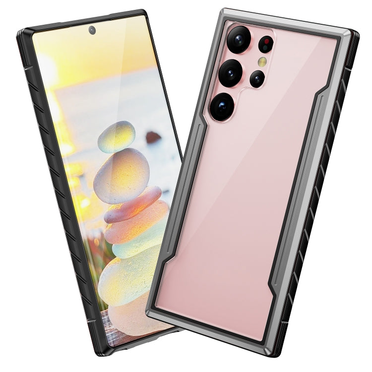 For Samsung Galaxy S22 Ultra 5G iPAKY Thunder Series Aluminum Frame + TPU Bumper + Clear PC Shockproof Phone Case(Black + Grey) - Galaxy S22 Ultra 5G Cases by iPAKY | Online Shopping UK | buy2fix